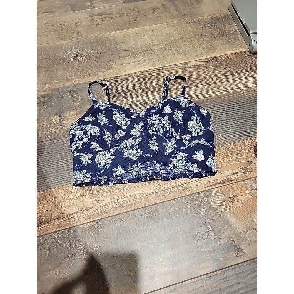 B.O.G. Collection Blue Floral Crop Top Bustier Corset Bra Top S Juniors NWOT